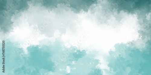 Abstract Mint Bluesky Water color background, Illustration. cloudy Minty sky background with clouds, cloudy light blue watercolor natural clouds and smoke. beautiful cloudy Mint turquoise background