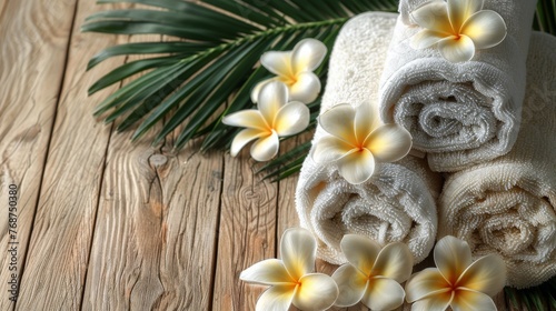 Stack of White Towels on Wooden Table