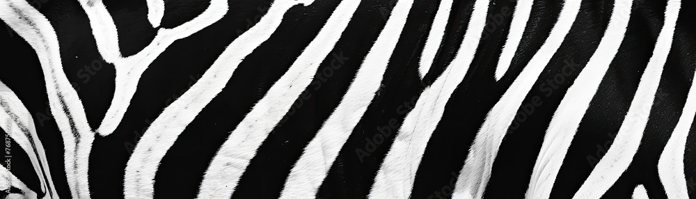 Minimalist black and white zebra stripes focusing on the patterns simplicity - obrazy, fototapety, plakaty 