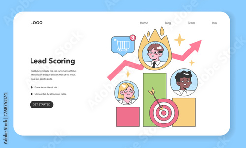 Lead scoring visualization. Flat vector illustration