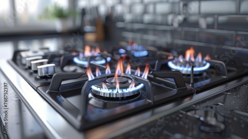 Close Up of Gas Stove Flames