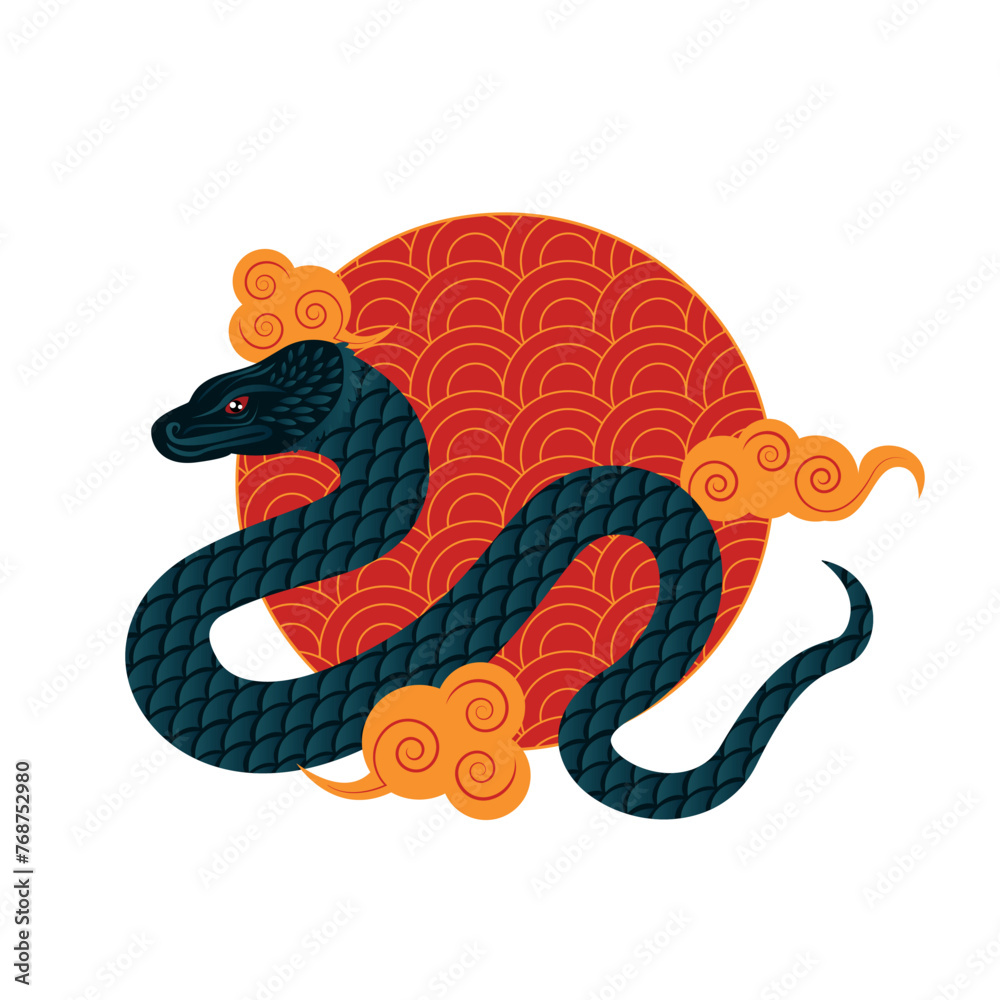 Fototapeta premium New Year's Eve 2025, the year of the snake in Asian style