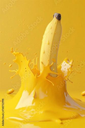 Professionnel photographe of a Banana  splash effect  isolated 