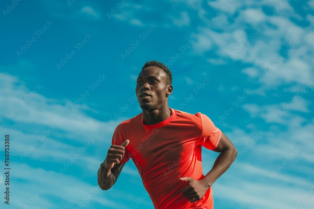 portrait of a black sportive man in action