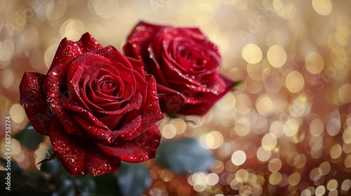 Two Red Roses on Table