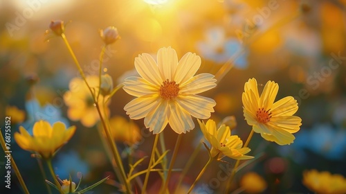 Cluster of Yellow Flowers in Field