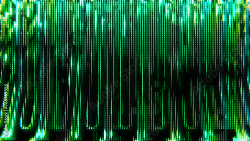 Abstract retro tech background. Green monochrome CRT monitor display with vertical pixel sorting glitch effect photo