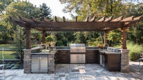 Outdoor Kitchen With Grill and Sink