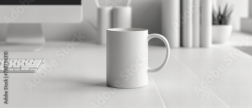 Minimalist Mug Design: A Blank Canvas for Creative Branding, Set Against a Scandinavian Backdrop