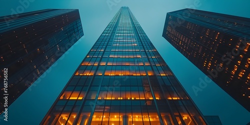 Corporate Skyscraper Reaching for the Dreamscape at Dusk