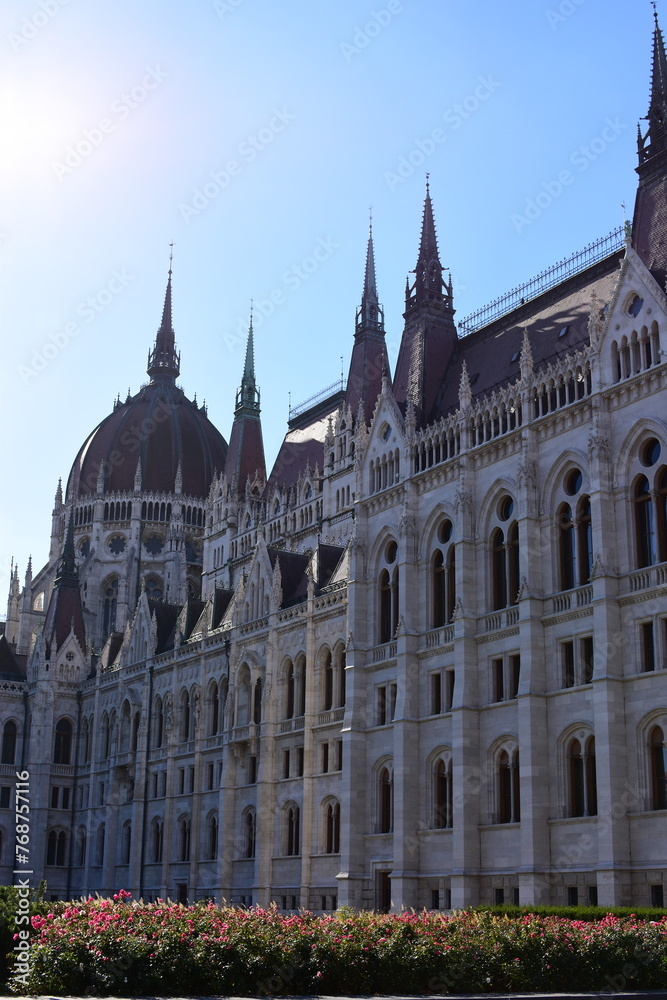 Budapest, Hungary - Oct 23, 2021: The Hungarian Parliament Building. The Parliament of Budapest is the seat of the National Assembly of Hungary, a notable landmark of Hungary. This was during Covid 19