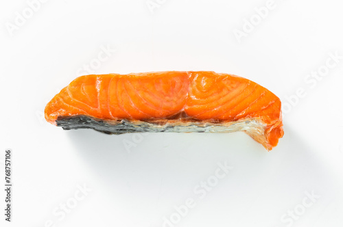smoked salmon on a white background