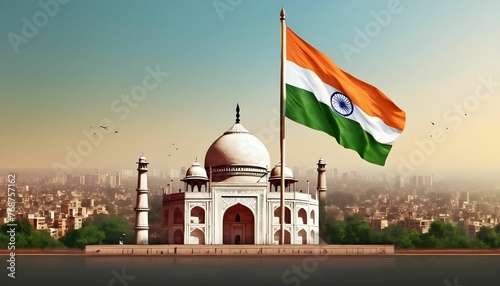 india independence day with indian flag also behind it delhi indian capital picture photo