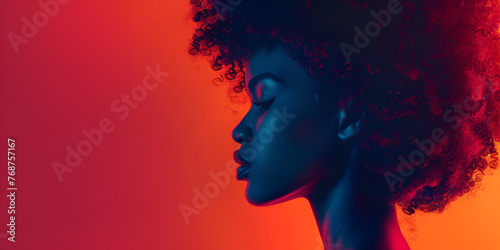 portrait of a beautiful African woman, copy space, generative ai