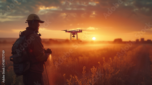 The Future is Green: Drones Nurture Lush Farmland from Above,generated by IA