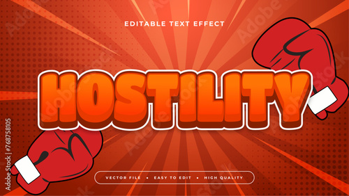 Red white and orange hostility 3d editable text effect - font style