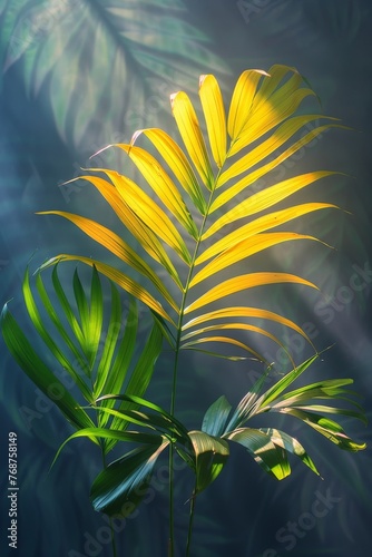 Palm Tree Against Blue Wall