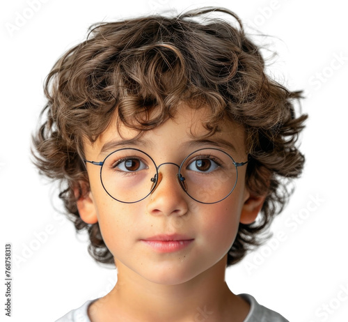 Young Boy With Glasses and Curly Hair