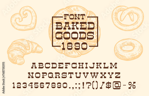 Western font, rodeo type, Texas Wild West typeface, cowboy english alphabet letters and numbers vector typography. Old american type characters or vintage country abc font for Wild West saloon, bakery photo
