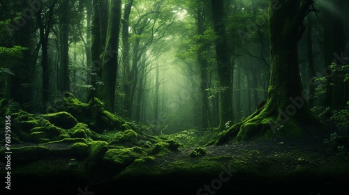 misty forest in the morning