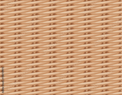 Seamless pattern of woven rattan texture. Wooden basket texture. Vector illustration.