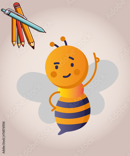 Cute Bee Flying Cartoon Vector Icon Illustration. Premium Vector. 