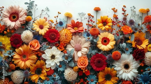 Cluster of Flowers Adorning a Wall