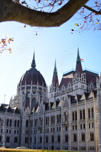 Budapest  Hungary - Oct 23  2021  The Hungarian Parliament Building. The Parliament of Budapest is the seat of the National Assembly of Hungary  a notable landmark of Hungary. This was during Covid 19