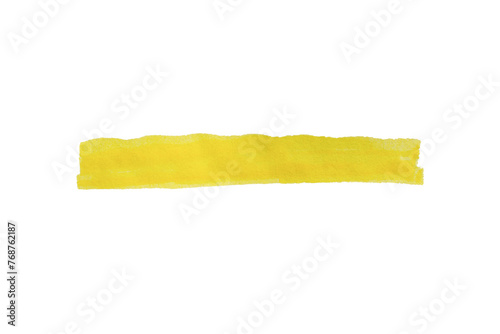 Yellow stroke drawn with marker pen on transparent background