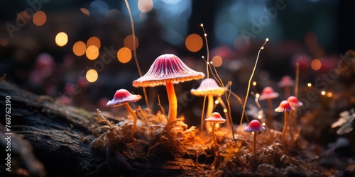 Cluster of Mushrooms on Forest Floor Generative AI