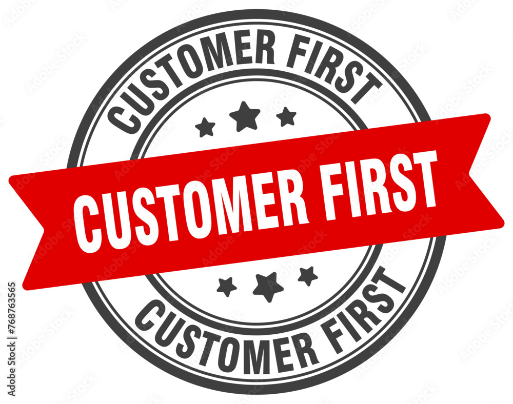 customer first stamp. customer first label on transparent background. round sign