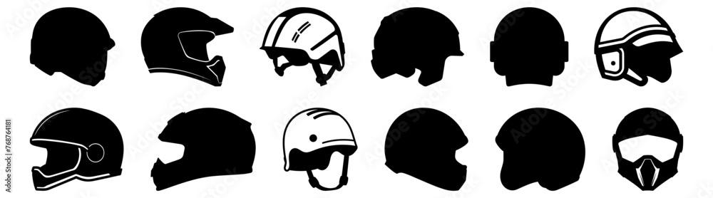 Helmet silhouette set vector design big pack of illustration and icon