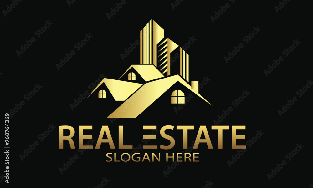 Real Estate Gold Logo Template
