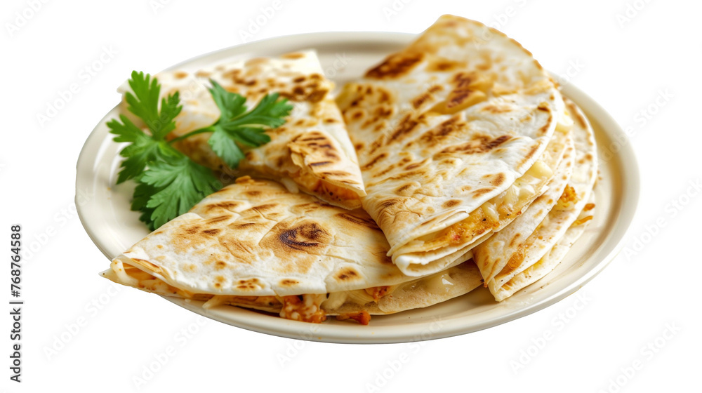 Cheese quesadilla isolated on white background