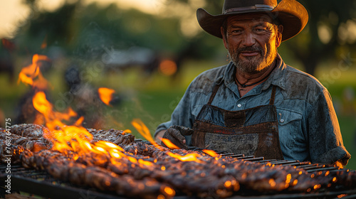 At a sprawling ranch in the heartland, a community barbecue brings together neighbors and friends for an old-fashioned hoedown, with line dancing, horseshoe tossing, and plenty of