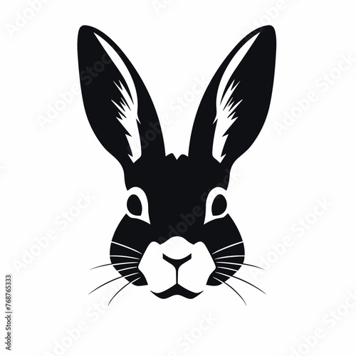 Rabbit black icon on white background. Rabbit silhouette