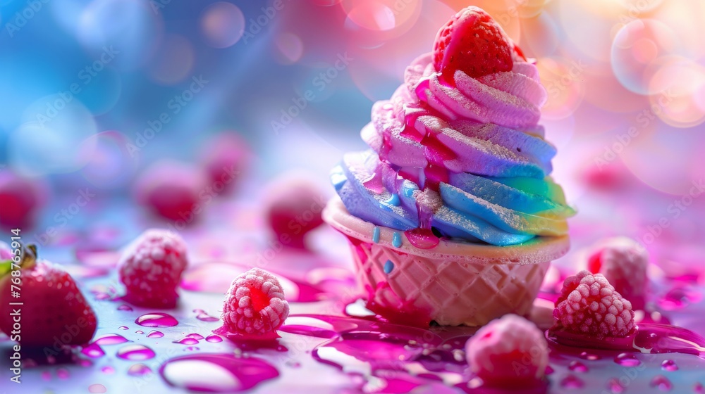 strawberry ice cream in waffle cone strawberry ice cream in waffle cone