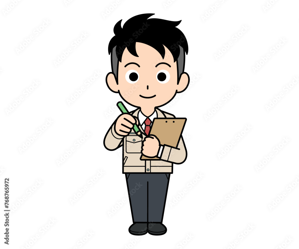 メモする営業マンの男性