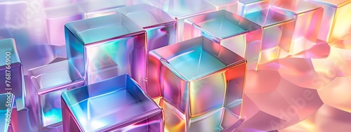 beauty of light refraction with a split background featuring prismatic patterns in pastel hues of rainbow colors.