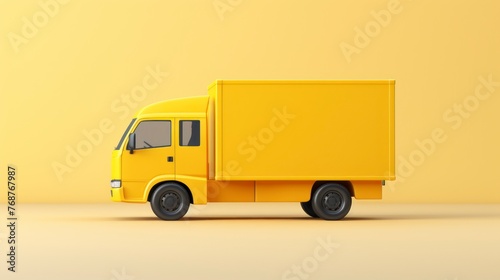 Cargo delivery truck on plain background, ecommerce delivery transportation concept