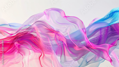 Ethereal waves of colorful translucent fabric undulate in a graceful abstract display.