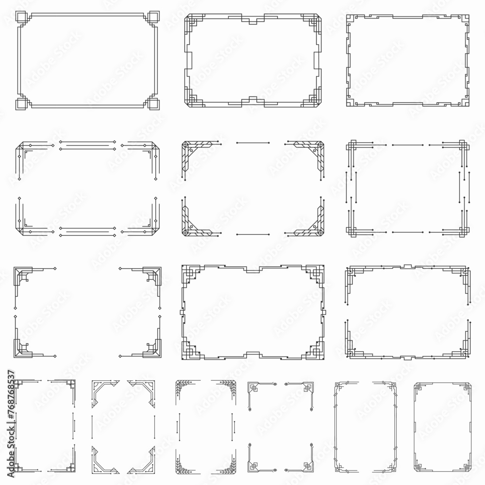 Set of Art Deco dividers and headings. Creative template in 1920s style for your design. Vector illustration. Set of Art Deco dividers and headings. Creative template in 1920s style for your design. Vector illustration.