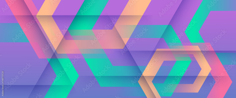 Orange green and purple violet simple minimal geometric shape gradient abstract banner. For business banner, formal backdrop, prestigious voucher, luxe invite, wallpaper and background
