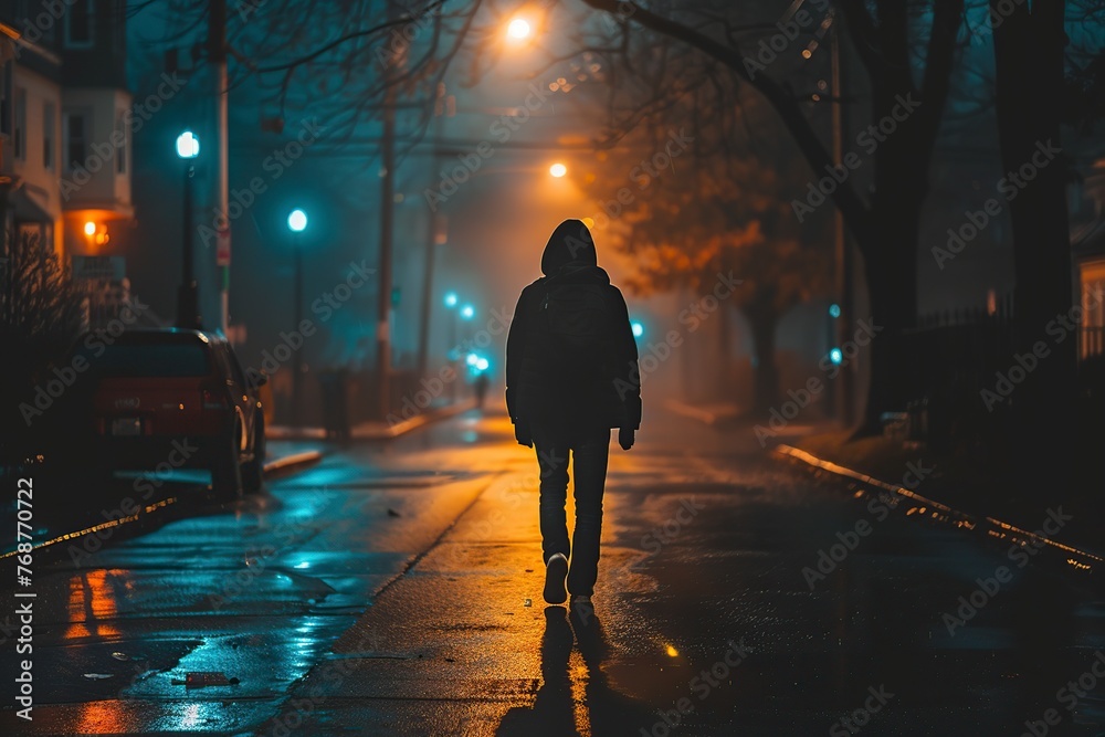 Person Walking Down Night Street