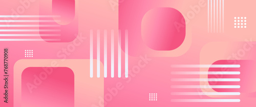 Pink and peach vector simple abstract gradient banner with simple geometric shapes. For cover design, book design, poster, cd cover, flyer, website backgrounds or advertising