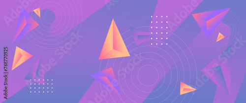 Orange and purple violet simple minimal geometric shape gradient abstract banner. For business banner, formal backdrop, prestigious voucher, luxe invite, wallpaper and background