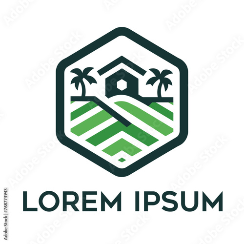 landscaping logo design template, modern and creative lawn logo