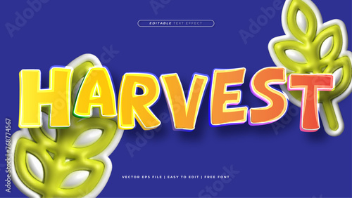 Orange blue and green harvest 3d editable text effect - font style