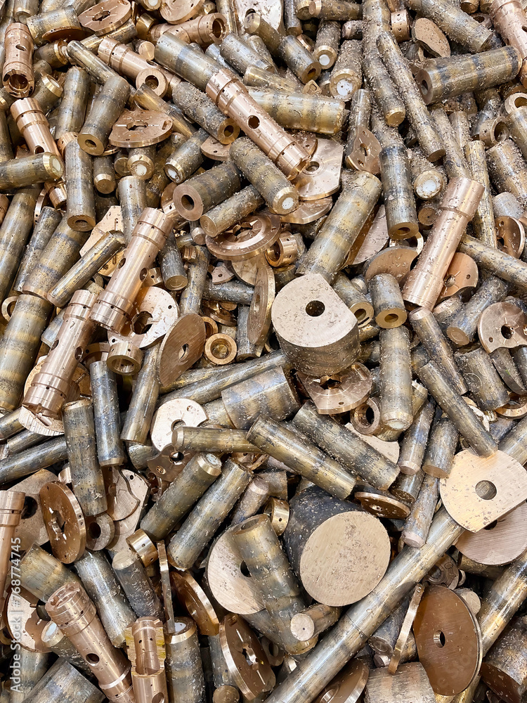 Scrap bronze pieces, waste product from a factory