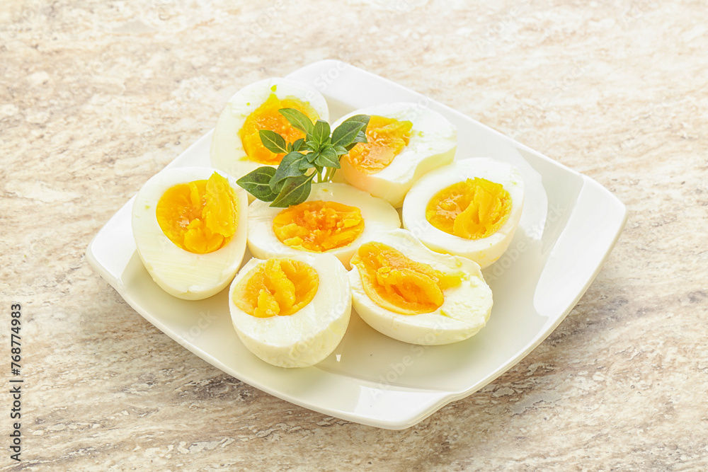 Fototapeta premium Boiled chicken egg for breakfast